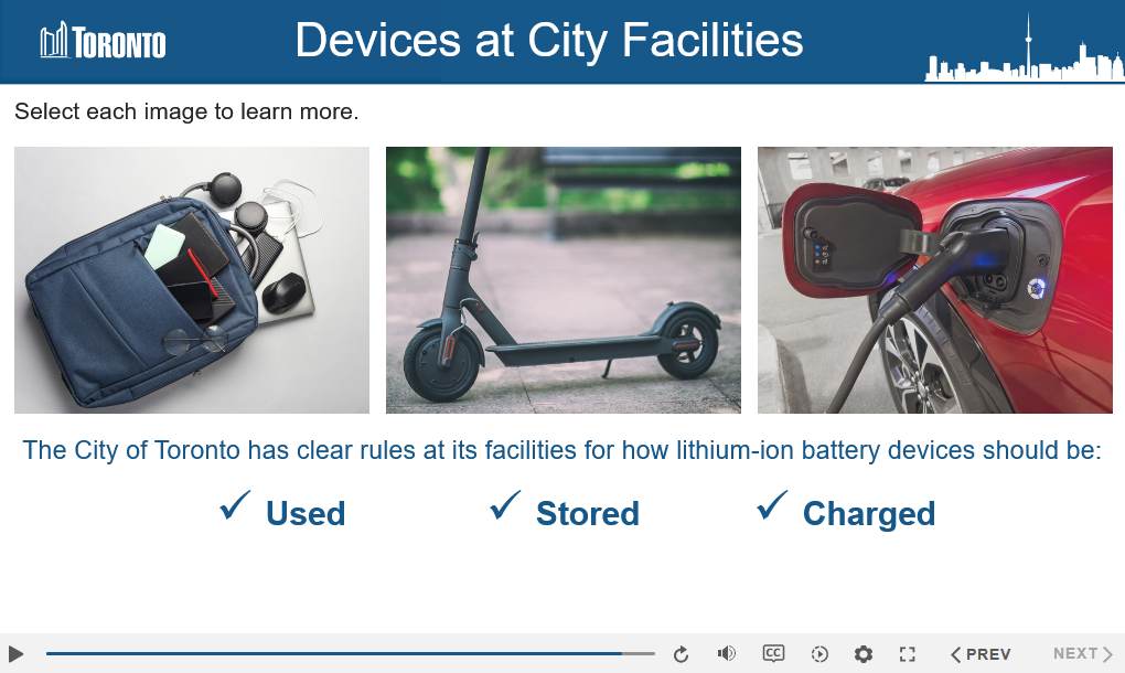 City of Toronto lithium-ion battery fire safety eLearning module